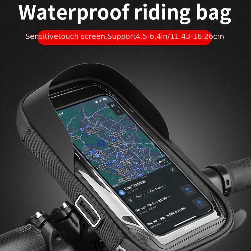 Handlebar Smartphone Mount Waterproof Case 7.5×3.5 in 360° Swivel for Bike Motorcycle E-Bike GPS Navigation Screen Protection Touchscreen