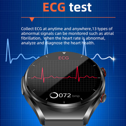 Montre connectée santé avec moniteur de glycémie, ECG, suivi de la fréquence cardiaque et capteur de tension artérielle pour le fitness, le bien-être et l'usage quotidien, pour hommes et femmes