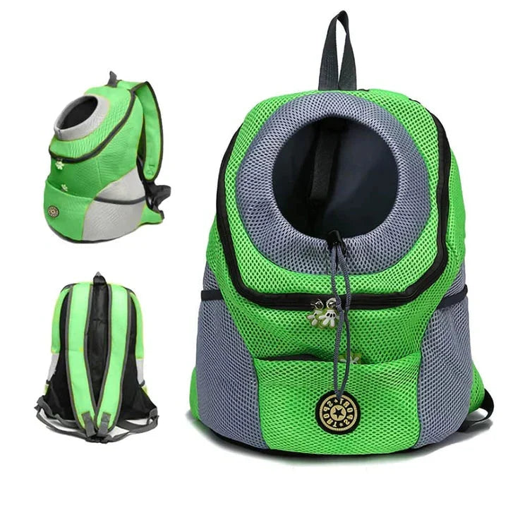 Sac à dos de transport pour chien pour la marche, la randonnée et le vélo – Sac de voyage ventilé pour animal de compagnie avec attache de sécurité et bretelles rembourrées – Ajustement réglable pour
