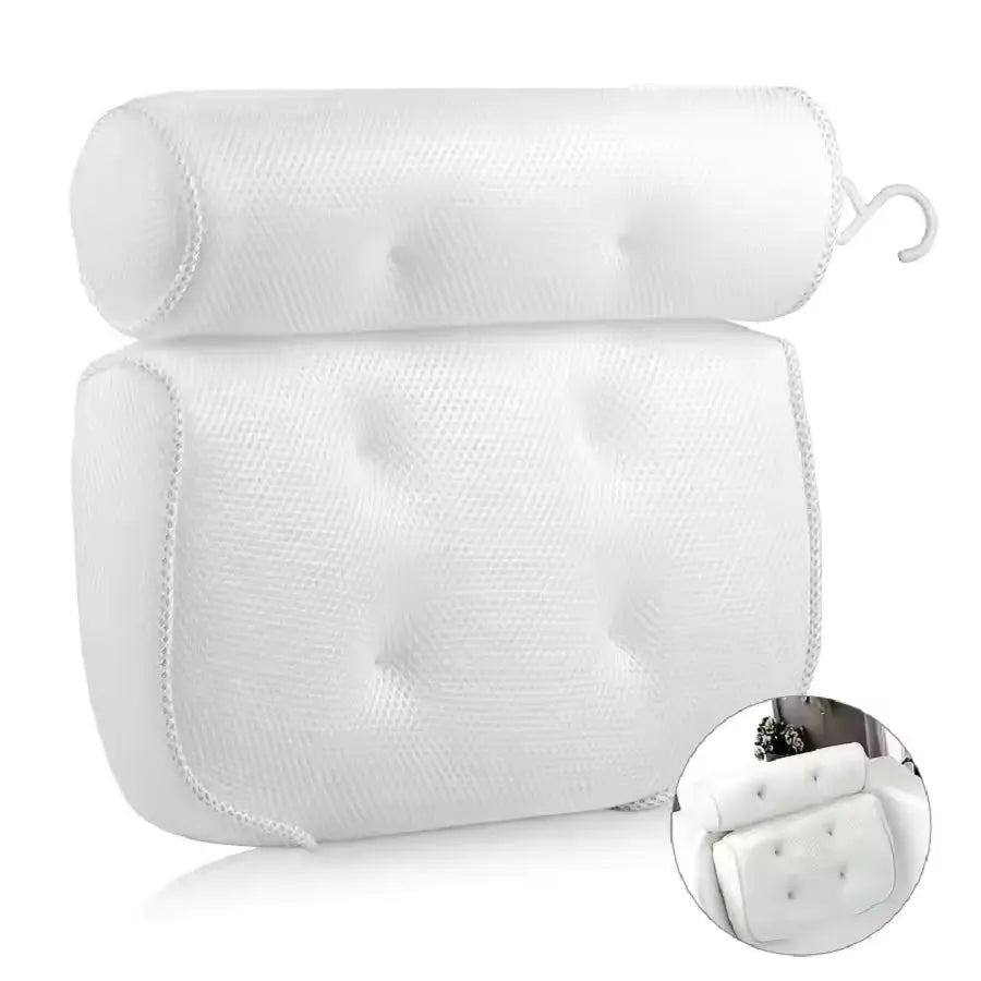 Cushioned Bath Pillow with Suction Cups for Bathtubs, Hot Tubs & Spas – Waterproof Padded Headrest for Neck & Back Support