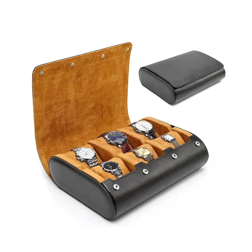 Leather Watch Storage Case for 3-6 Watches – Premium Organizer Box with Velvet Interior for Travel & Home Display