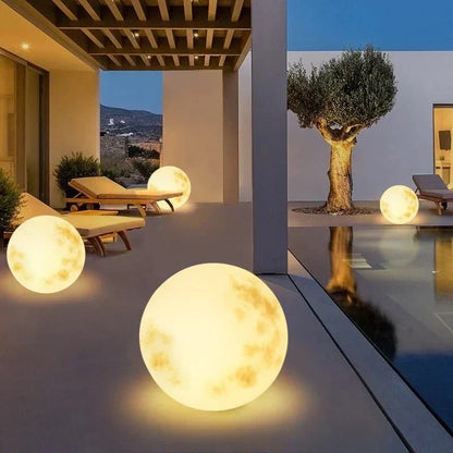 Cordless LED Sphere Lantern 20 in Rechargeable for Patio Deck Pool Pathway Decorative Accent Weatherproof Moon-Style Globe Warm Glow