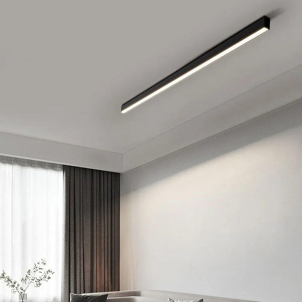 Linear LED Flush Mount Light 47-Inch Contemporary Aluminum Fixture Bedroom Hallway Kitchen Bar Overhead Lighting Slim Profile Low Profile Bl