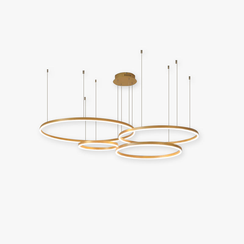 Multi-Ring LED Hanging Light Metal Acrylic Adjustable Height Dimmable Fixture for Dining Room Living Room Bedroom Modern Ceiling Chandelier