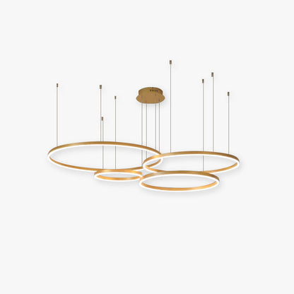 Multi-Ring LED Hanging Light Metal Acrylic Adjustable Height Dimmable Fixture for Dining Room Living Room Bedroom Modern Ceiling Chandelier