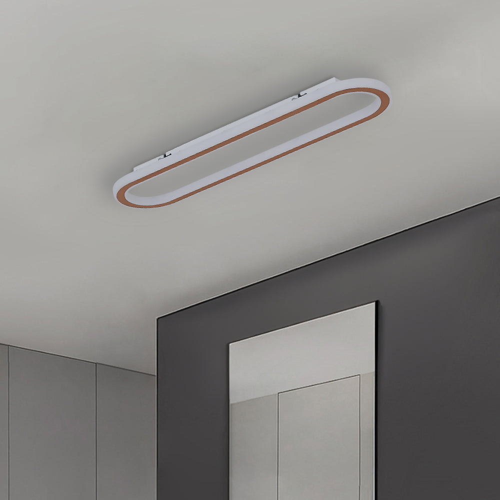 Oval Ceiling Light Fixture with Integrated LED Strip – Modern Flush Mount for Hallway, Bedroom & Living Room
