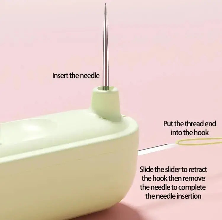2-in-1 Sewing Helper with Threading Guide and Stitch Remover 4.1 inches Portable Craft Tool for Quilting Embroidery Alterations Mending Gree