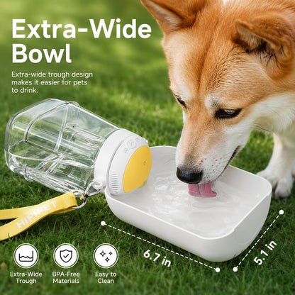 Ortekor 2-in-1 Portable Dog Water Bottle with Food Container – Large Capacity Pet Travel Water Fountain, Perfect for Walks, Camping, and Road Trips