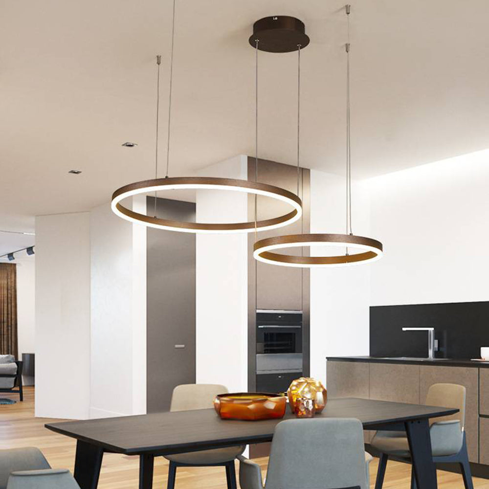 Lustre LED à anneaux multiples, hauteur réglable de 40 à 80 cm, luminaire en métal et acrylique, plafonnier à intensité variable pour salle à manger et salon, suspension moderne