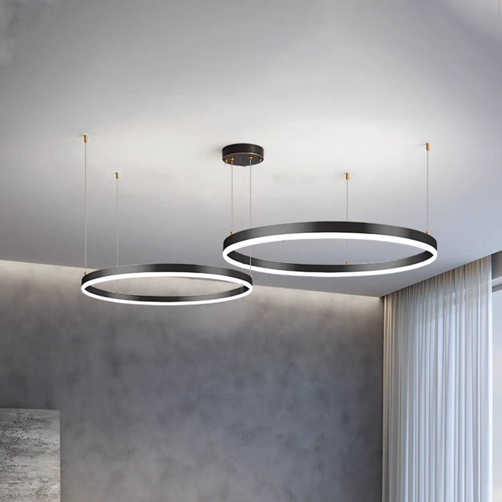 Lustre LED à anneaux multiples, hauteur réglable de 40 à 80 cm, luminaire en métal et acrylique, plafonnier à intensité variable pour salle à manger et salon, suspension moderne