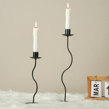 Sable Wavy Candle Holder - Iron, Sculpted Design, Tabletop Decor