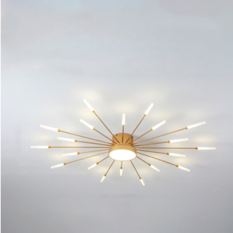 Starburst Dimmable LED Ceiling Light Flush Mount Black Gold Metal Acrylic Indoor Modern Fixture for Bedroom Living Room Dining Room