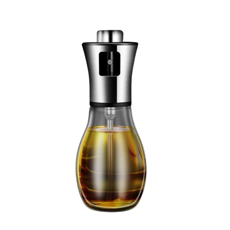 Stainless Steel Oil Mister Spray Bottle for Healthy Cooking – Glass & Metal Sprayer for Salad Dressing, Air Fryer, Grilling