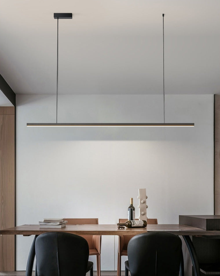 Suspended LED Strip Fixture for Countertop Islands – Dimmable Metal Bar Light with Remote in Matte or Gloss White – 39 to 102 in Adjustable