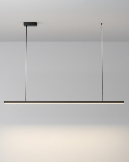 Suspended LED Strip Fixture for Countertop Islands – Dimmable Metal Bar Light with Remote in Matte or Gloss White – 39 to 102 in Adjustable