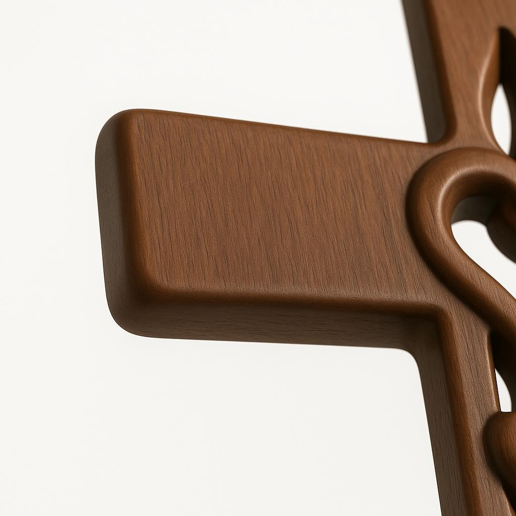 Wooden Cross Wall Art with Dual Hearts for Living Room Bedroom Entryway Faith Decor Handcrafted Religious Symbol