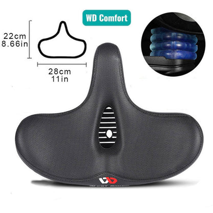 Wide Cushioned Bike Seat with Gel Padding & Breathable Cover for Comfort Cycling Road Mountain City Bikes Men Women Universal Fit