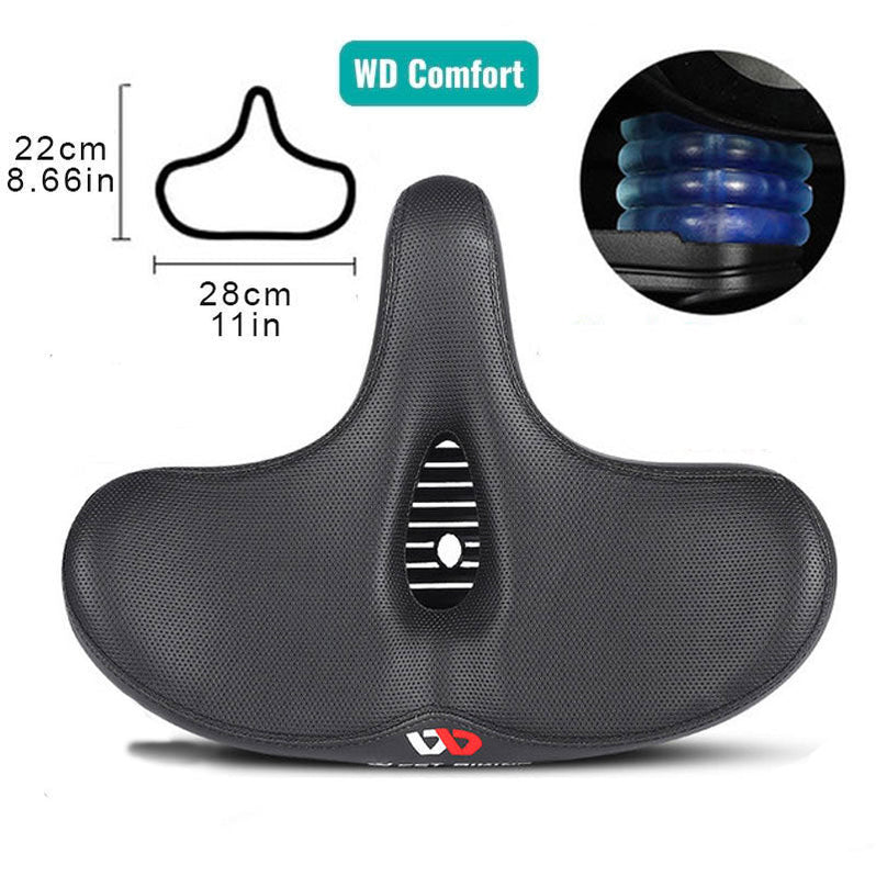 Wide Cushioned Bike Seat with Gel Padding & Breathable Cover for Comfort Cycling Road Mountain City Bikes Men Women Universal Fit