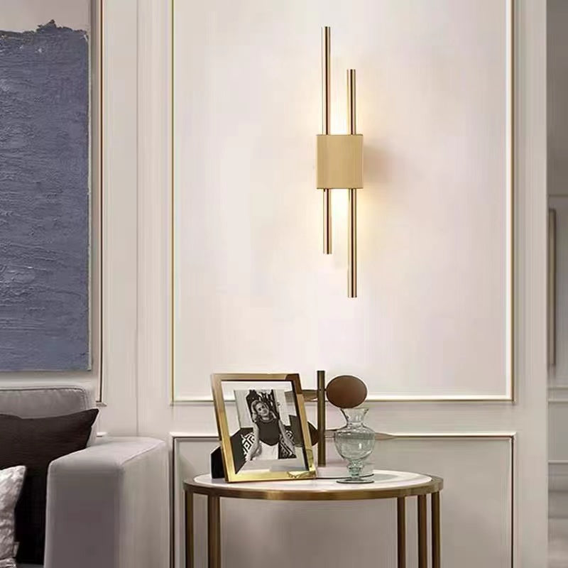 Modern Linear Wall Sconce with Marble Accents – Metal Construction, Warm LED Lighting for Bedroom & Living Room