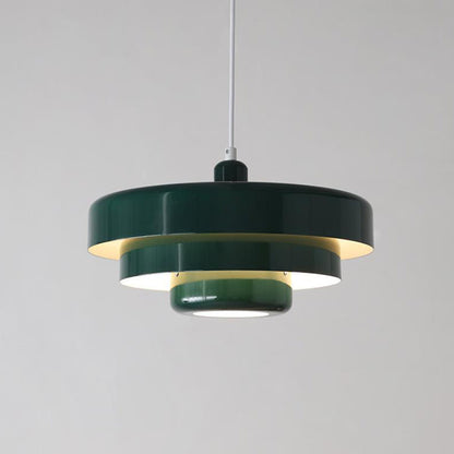 Hanging Ceiling Fixture 1-Socket Metal Shade Round Tiered Design Hardwired for Dining Room Kitchen Island Bar