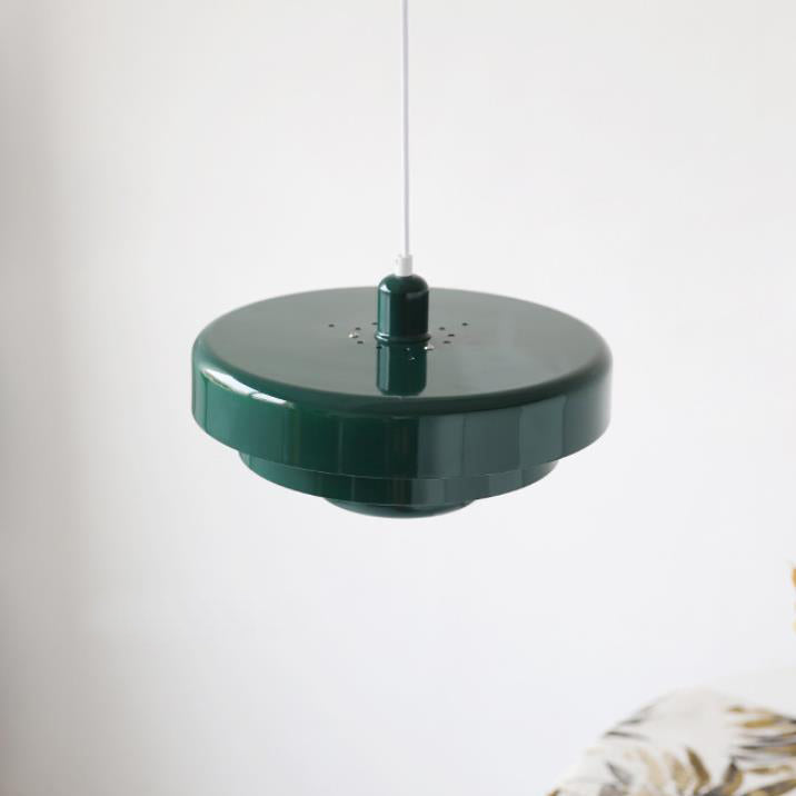 Hanging Ceiling Light Fixture for Kitchen Island Dining Room 14-Inch Round Tiered Metal Shade E26 Socket Adjustable Cord Modern Vintage Styl