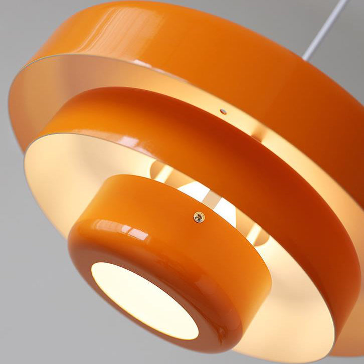 Hanging Ceiling Light Fixture for Kitchen Island Dining Room 14-Inch Round Tiered Metal Shade E26 Socket Adjustable Cord Modern Vintage Styl