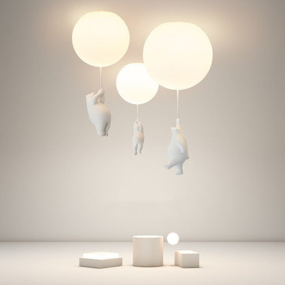 Kids LED Flush Mount Light with Bear & Balloon Design for Nursery Bedroom Playroom 5W White Acrylic Metal Fixture Low Ceiling Small Room Dec