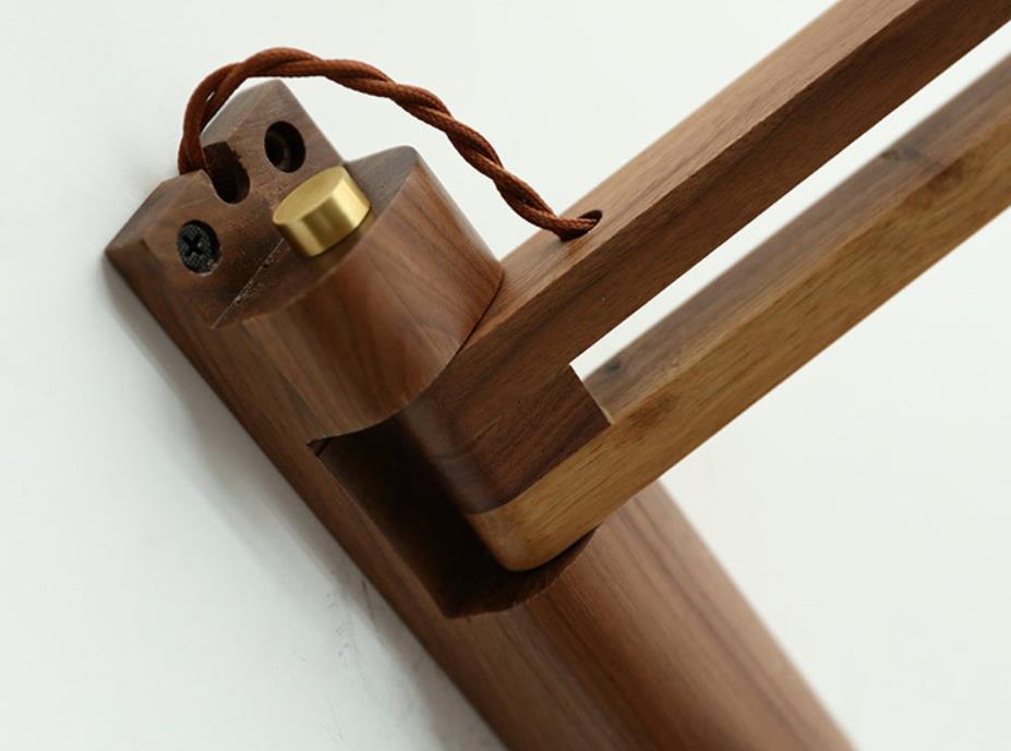 Applique murale articulée en bois avec abat-jour en verre nervuré – Lampe de lecture réglable pour chambre, couloir et salon au style moderne et Japandi
