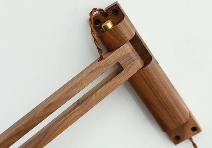 Adjustable Wood & Glass Wall Sconce with Swing Arm for Bedrooms, Hallways & Living Spaces