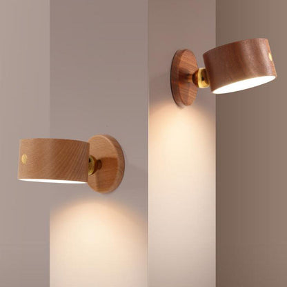 Rechargeable Wood Accent Sconce USB Powered 4W LED for Bedroom Nightstand Reading Corner Minimalist Lighting Wireless Cordless Modern