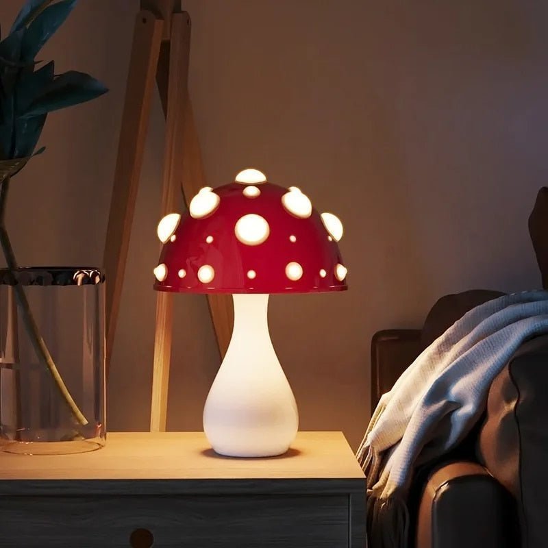 Mushroom Table Lamp Modern Desk Light Warm LED Glow Bedside Nightstand Accent Living Room Office Ambient Lighting Small Space Contemporary