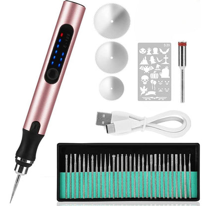 Stylo de gravure de précision rechargeable par USB avec vitesse réglable de 5000 à 18000 tr/min pour projets de bricolage sur métal, verre, bois et bijoux, silencieux