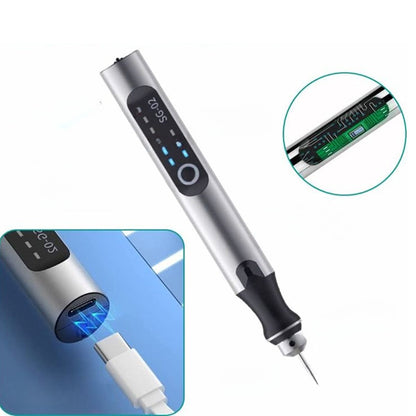 Stylo de gravure de précision rechargeable par USB avec vitesse réglable de 5000 à 18000 tr/min pour projets de bricolage sur métal, verre, bois et bijoux, silencieux