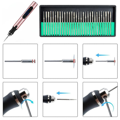 Stylo de gravure de précision rechargeable par USB avec vitesse réglable de 5000 à 18000 tr/min pour projets de bricolage sur métal, verre, bois et bijoux, silencieux