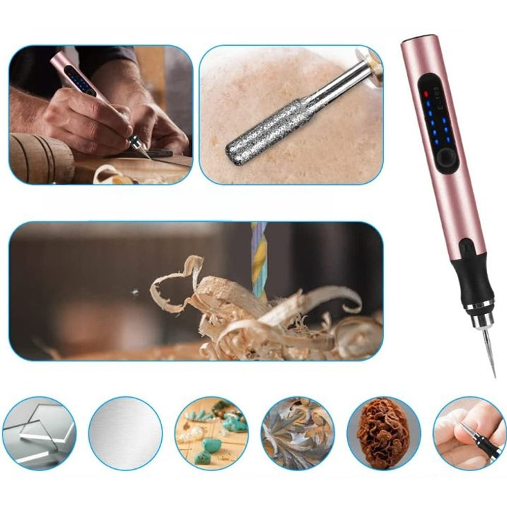 Stylo de gravure de précision rechargeable par USB avec vitesse réglable de 5000 à 18000 tr/min pour projets de bricolage sur métal, verre, bois et bijoux, silencieux