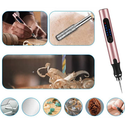 Stylo de gravure de précision rechargeable par USB avec vitesse réglable de 5000 à 18000 tr/min pour projets de bricolage sur métal, verre, bois et bijoux, silencieux