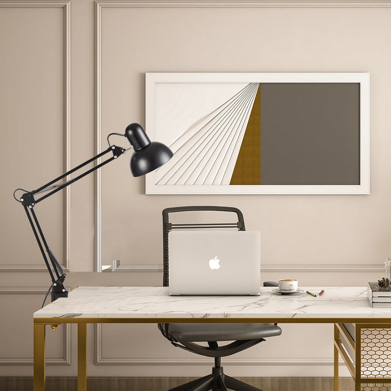 Clamp-On Task Light with Pivoting Arm for Home Office, Bedroom & Study Desk – E26 Socket, Industrial Metal Build, Space-Saving Mount for Rea