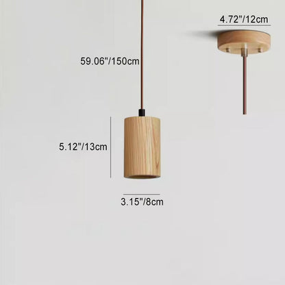Wood Hanging Lamp GU10 Socket Beige Finish 5.7 in Drop Adjustable Cord Hardwired Ceiling Light for Bedroom Living Room Kitchen Dining Entryw