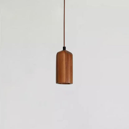 Wood Hanging Lamp GU10 Socket Beige Finish 5.7 in Drop Adjustable Cord Hardwired Ceiling Light for Bedroom Living Room Kitchen Dining Entryw