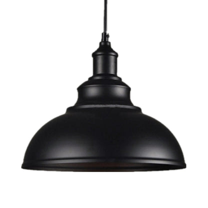Industrial Metal Bowl Pendant Light Fixture for Kitchen Island, Dining Room & Entryway – Farmhouse Dome Hanging Ceiling Lamp