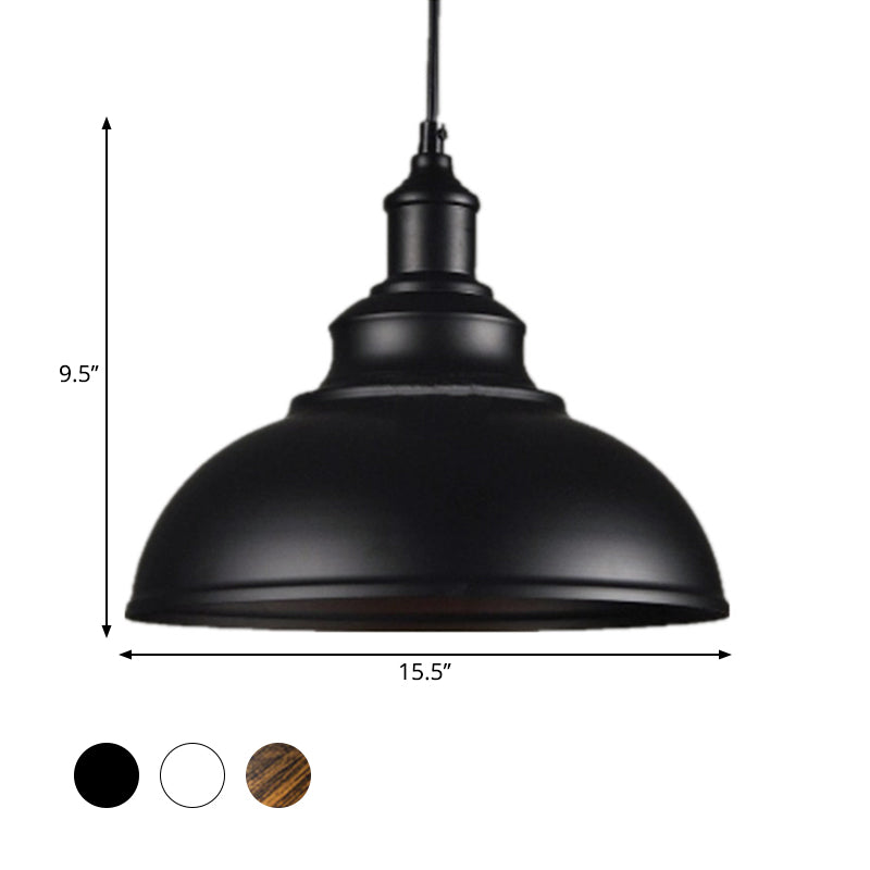 Industrial Metal Bowl Pendant Light Fixture for Kitchen Island, Dining Room & Entryway – Farmhouse Dome Hanging Ceiling Lamp