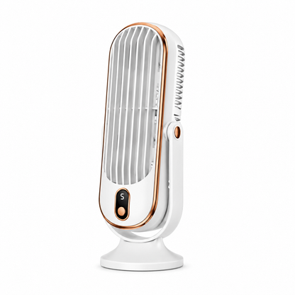Dual Motor Desk Fan with 720° Rotation, 5 Speed Settings & USB Rechargeable Battery – Whisper-Quiet Personal Cooling Tower for Office