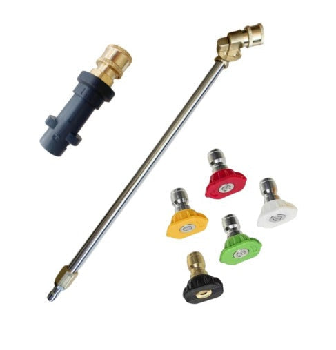 Telescoping Pressure Washer Extension Wand with Professional Spray Nozzles for High-Reach Cleaning — Adjustable Length Pole Kit for Roofs, G
