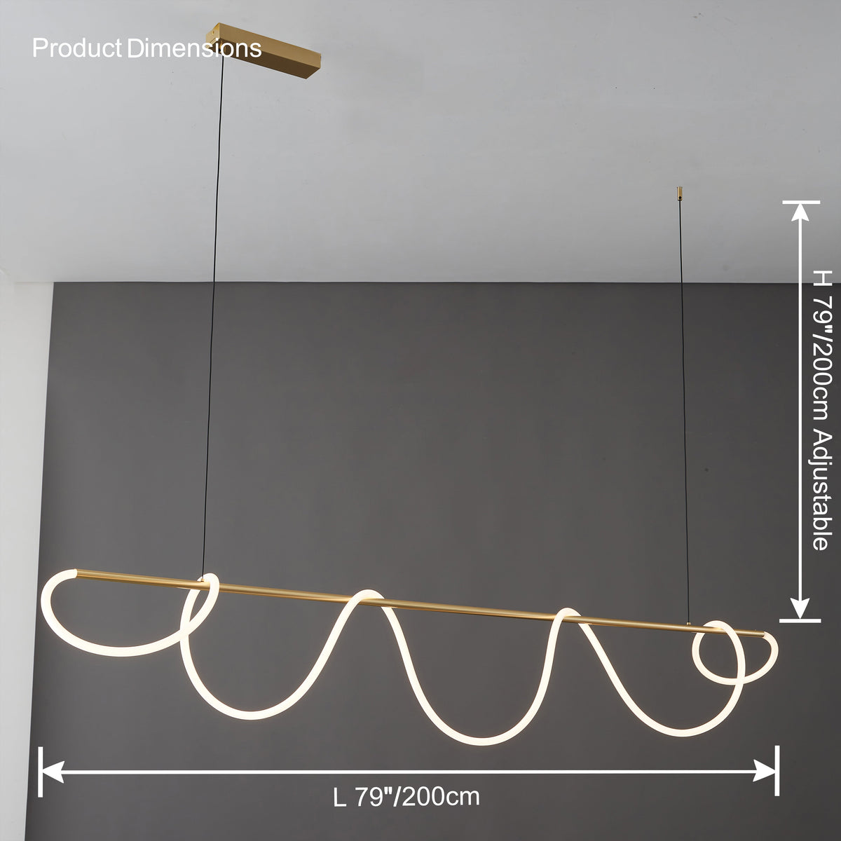Adjustable Pendant Light Fixture with Remote Dimming 43 in Silicone LED for Kitchen Island Dining Table Modern Hanging Ceiling Lamp Gold Bla