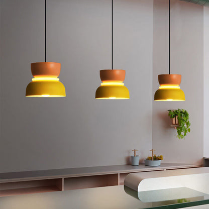 Adjustable Metal Hanging Lamp 12 inches Vibrant Two-Tone Finish Hardwired Ceiling Fixture for Bedroom Living Room Dining Area Contemporary O