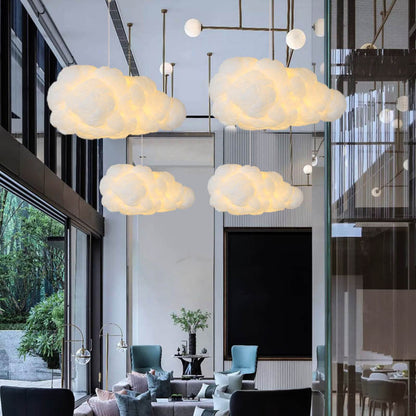 Cloud-Inspired Pendant Light – Modern Floating Design for Living Room, Bedroom & Dining | Adjustable Hanging Light Fixture, White Shade