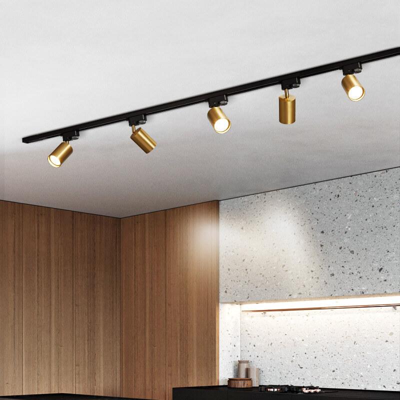 Adjustable LED Track Lighting 3-Head Directional Ceiling Spotlight Metal Rail Fixture for Kitchen Living Room Bedroom Modern Home