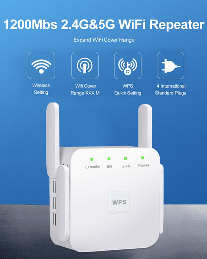 Wireless Signal Booster with Dual-Band Technology for Whole-Home Coverage | Extends Range up to 300 Mbps | Works with All Routers