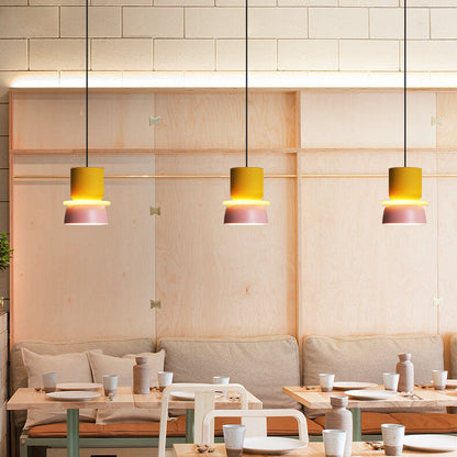 Suspension monobloc avec cordon réglable – Luminaire de plafond moderne pour salle à manger, îlot de cuisine et chambre – Métal coloré