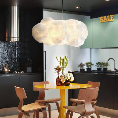 Suspended Ceiling Fixture with Steel Frame & Fabric Shade – Adjustable Height Overhead Lamp for Dining Areas, Bedrooms & Kitchen Islands – W